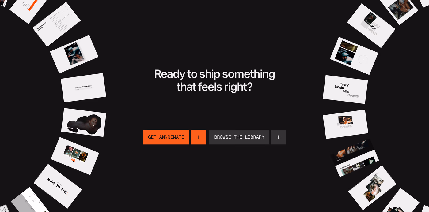 Annnimate — screenshot of the call to action section