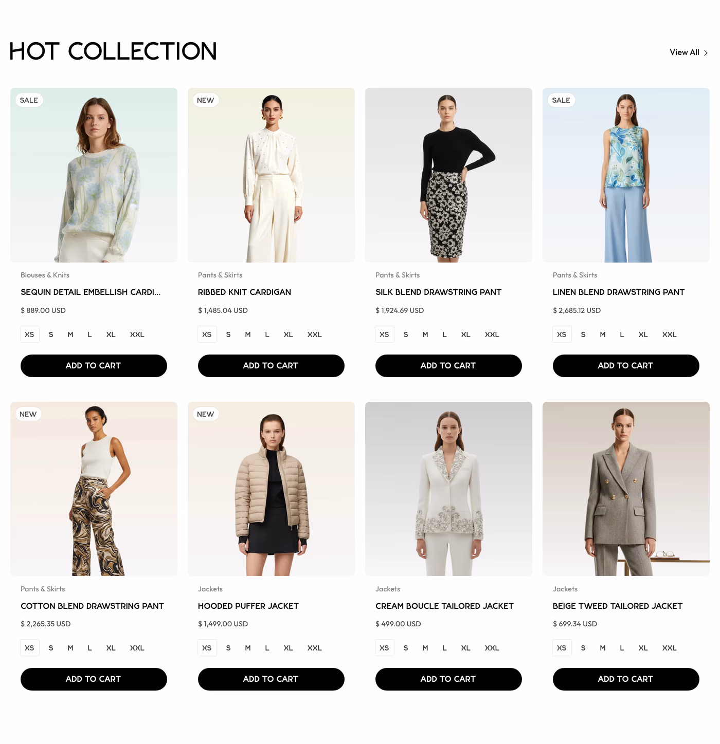 Avolin — screenshot of the products section