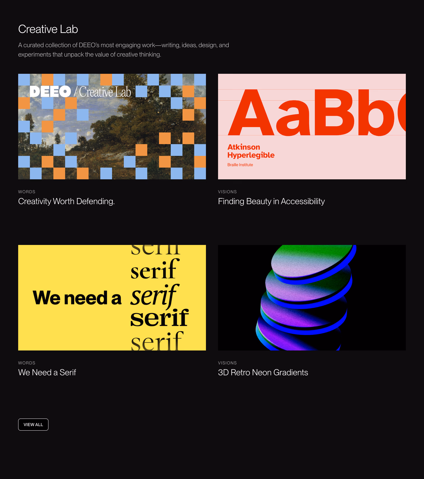 Deeo Studio — screenshot of the blog section