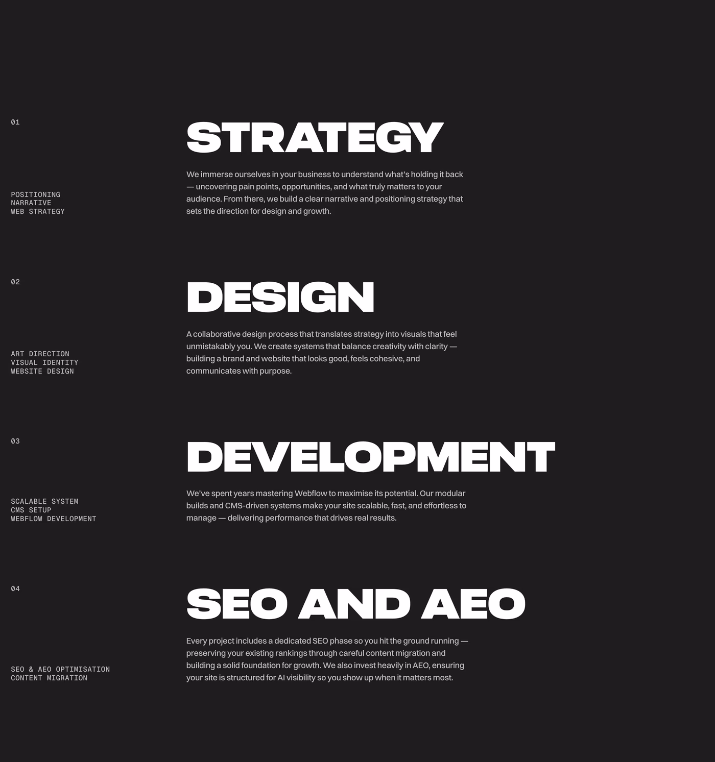 Ethan Suero — screenshot of the services section