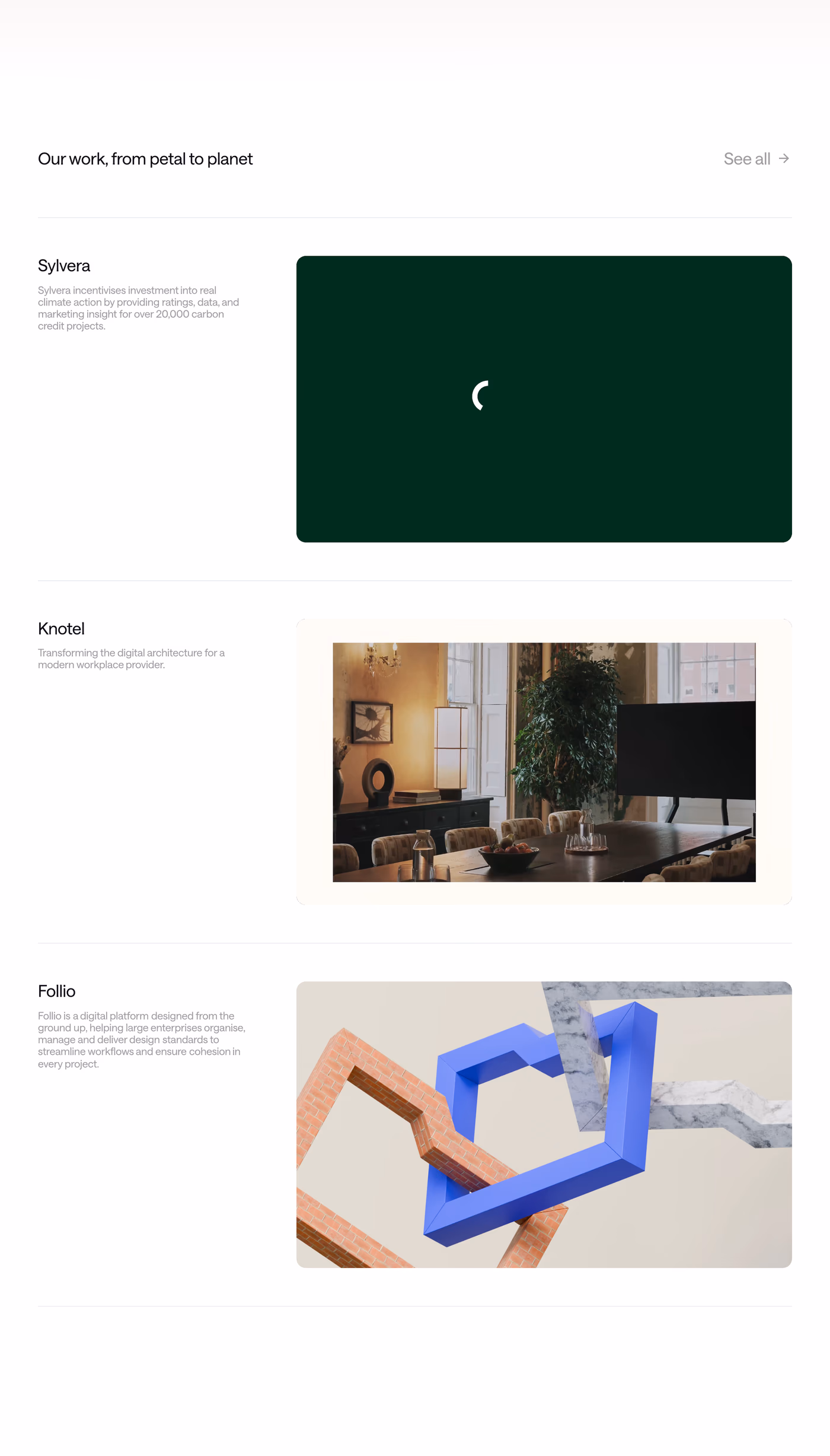 New Genre — screenshot of the portfolio section