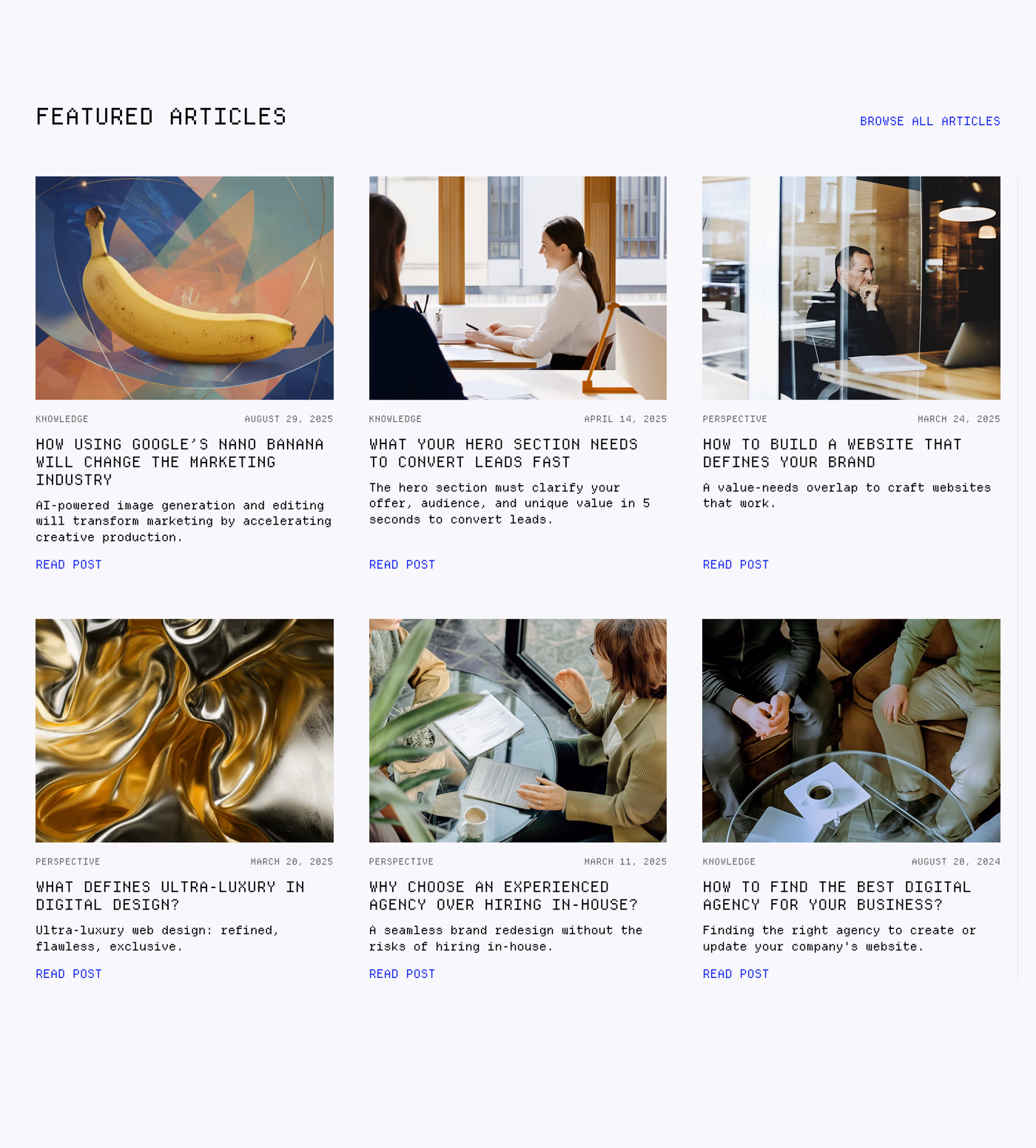 Artifact Blog section