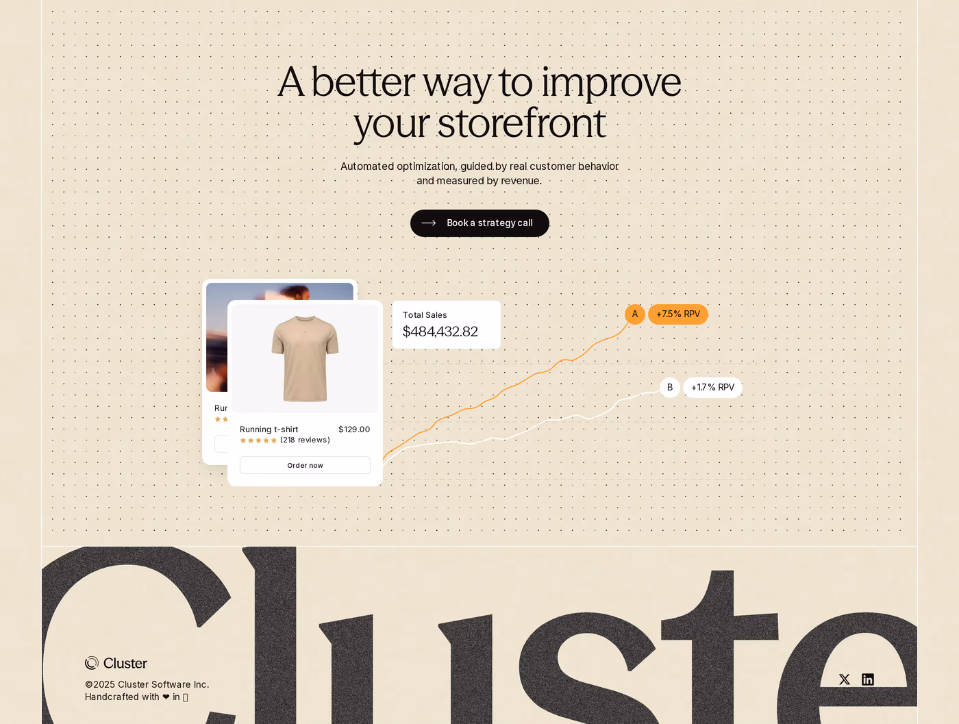 Cluster — screenshot of the call to action section