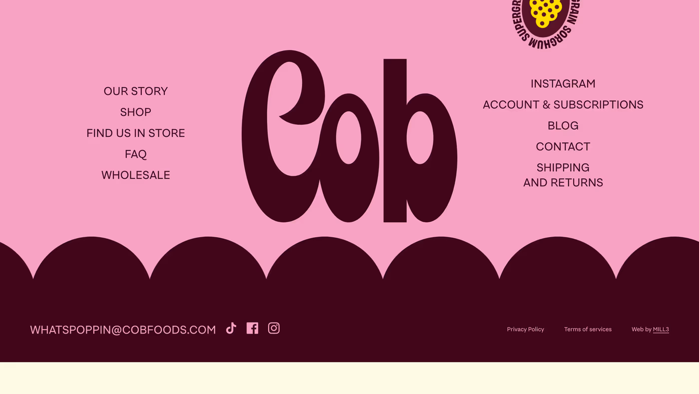 Cob — screenshot of the footer section