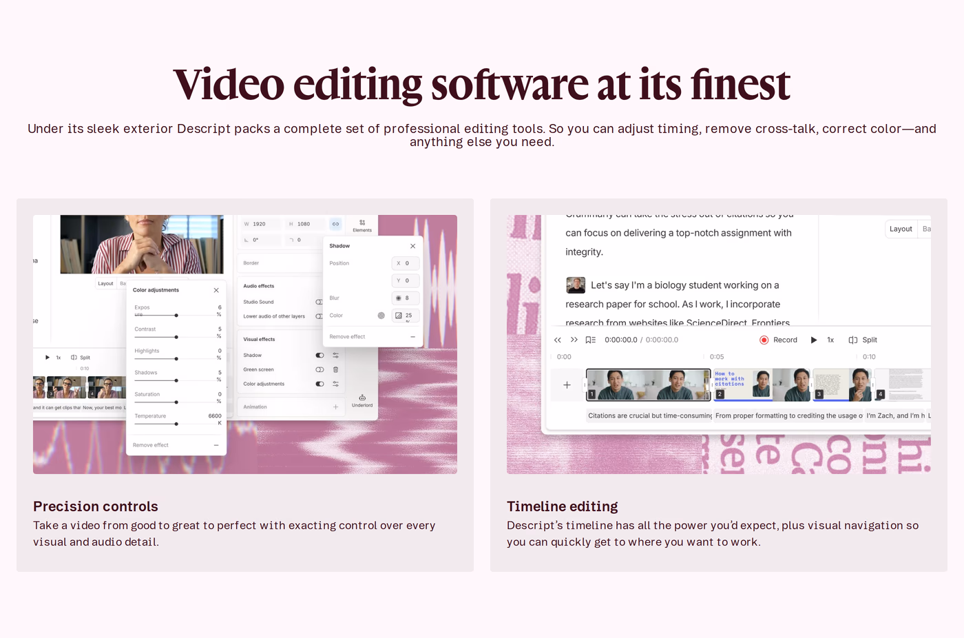 Descript Features section