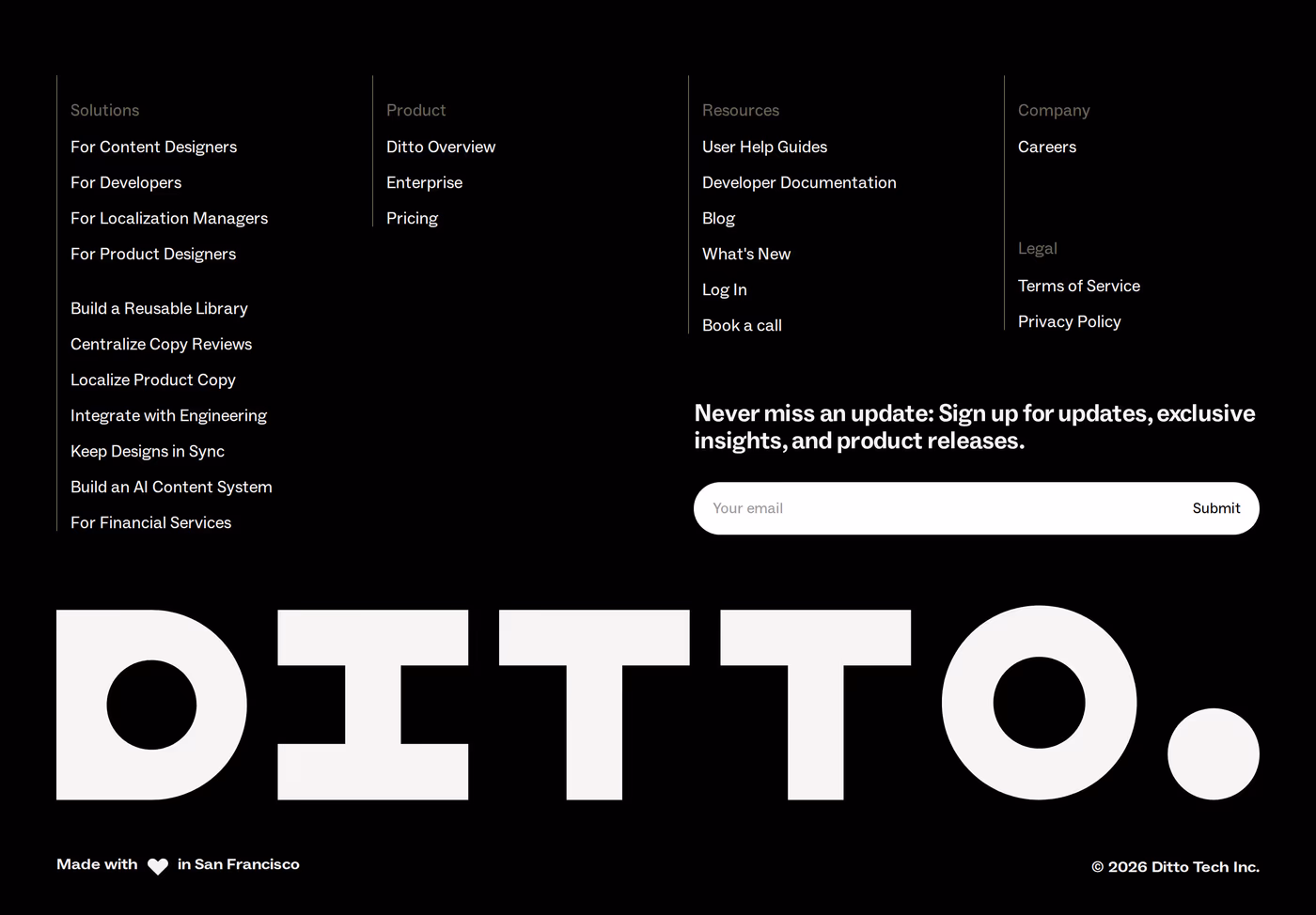Ditto — screenshot of the footer section