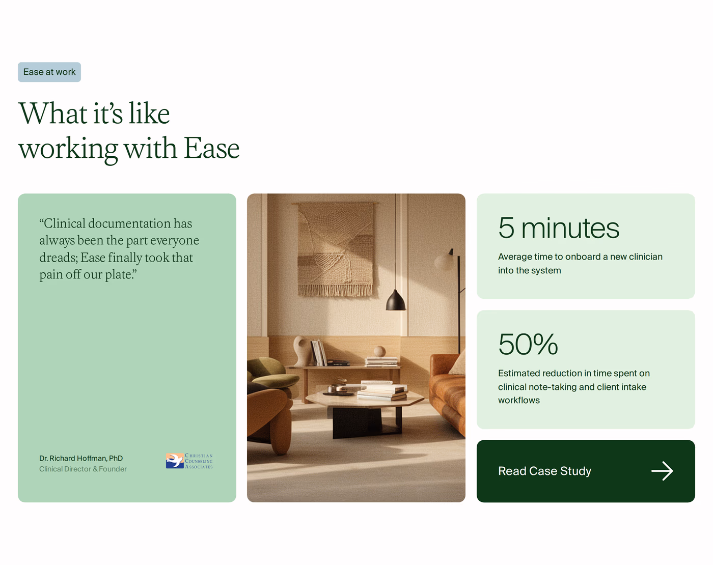 Ease Health Testimonials section