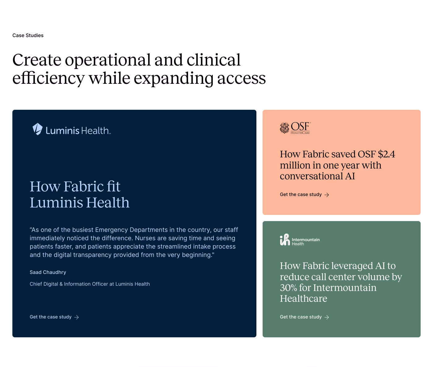 Fabric — screenshot of the blog section