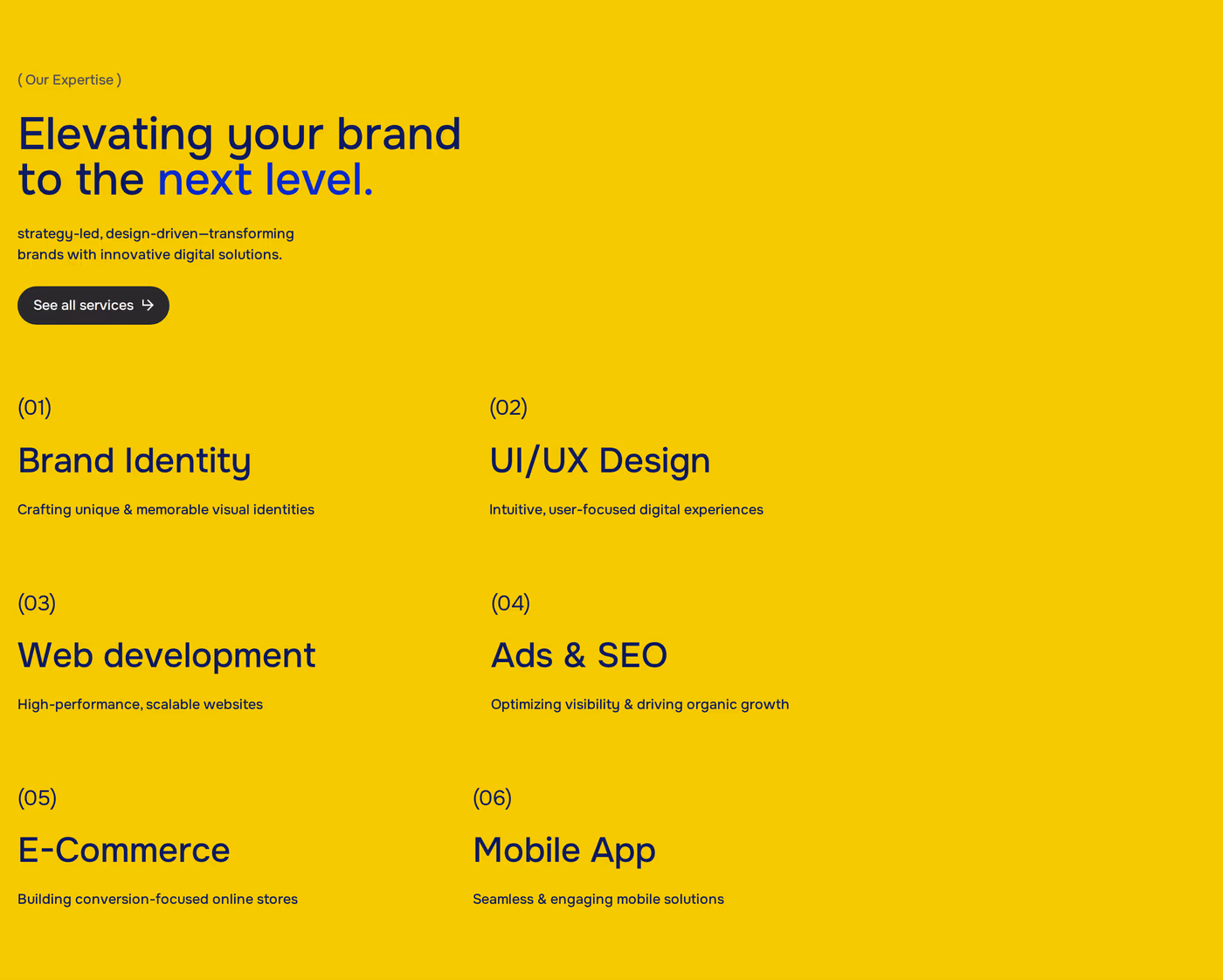 Flownexa — screenshot of the services section