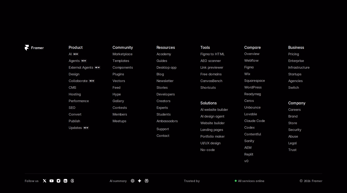 Framer Footer section
