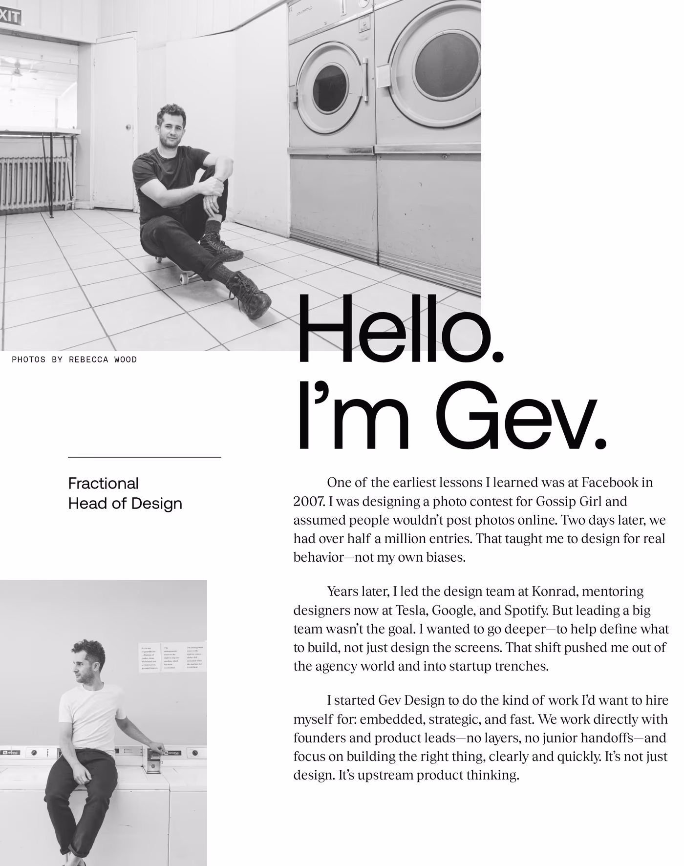 Gev Design — screenshot of the about section