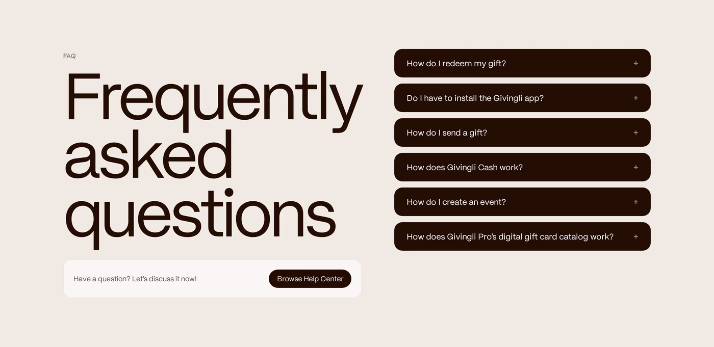 Givingli FAQ section