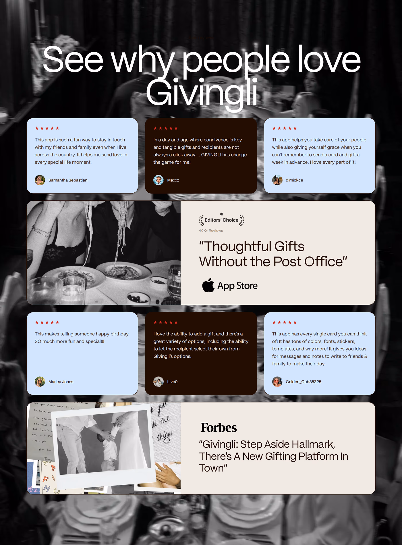 Givingli Testimonials section