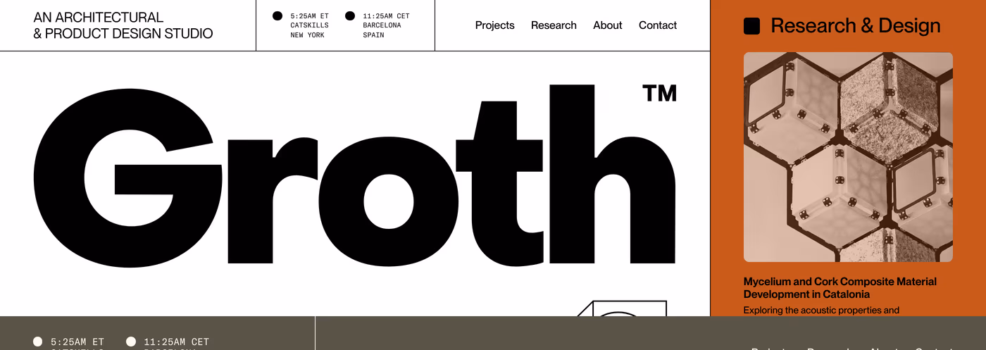 Groth Studio — screenshot of the hero section