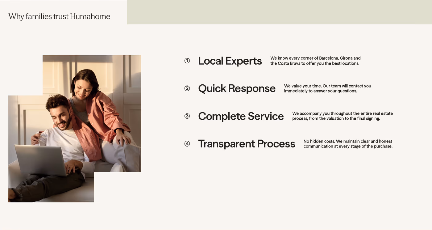 HUMAHOME — screenshot of the features section