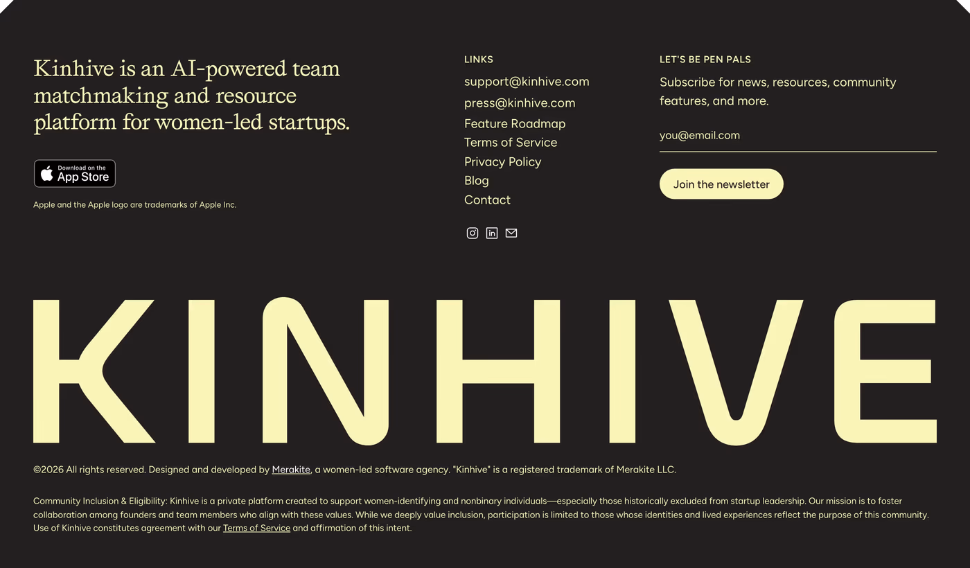 Kinhive Footer section