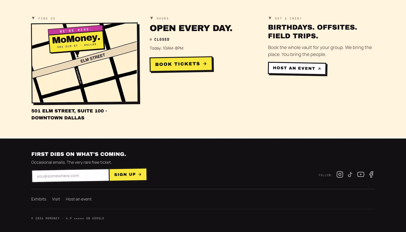 MoMoney — screenshot of the footer section