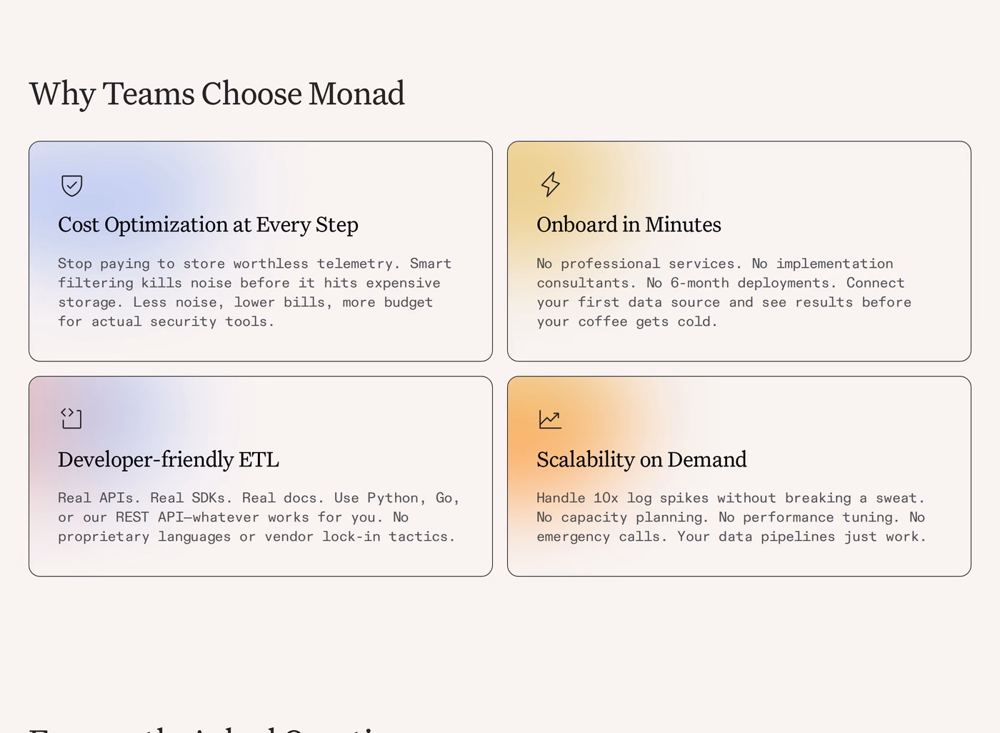 Monad Features section