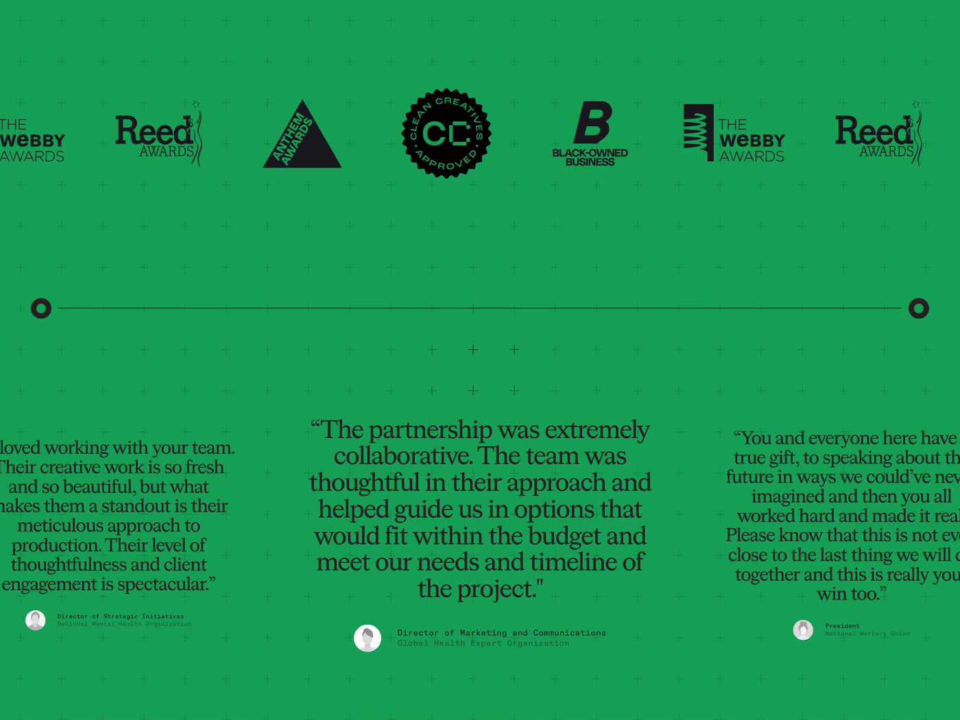 NewWorld — screenshot of the testimonials section