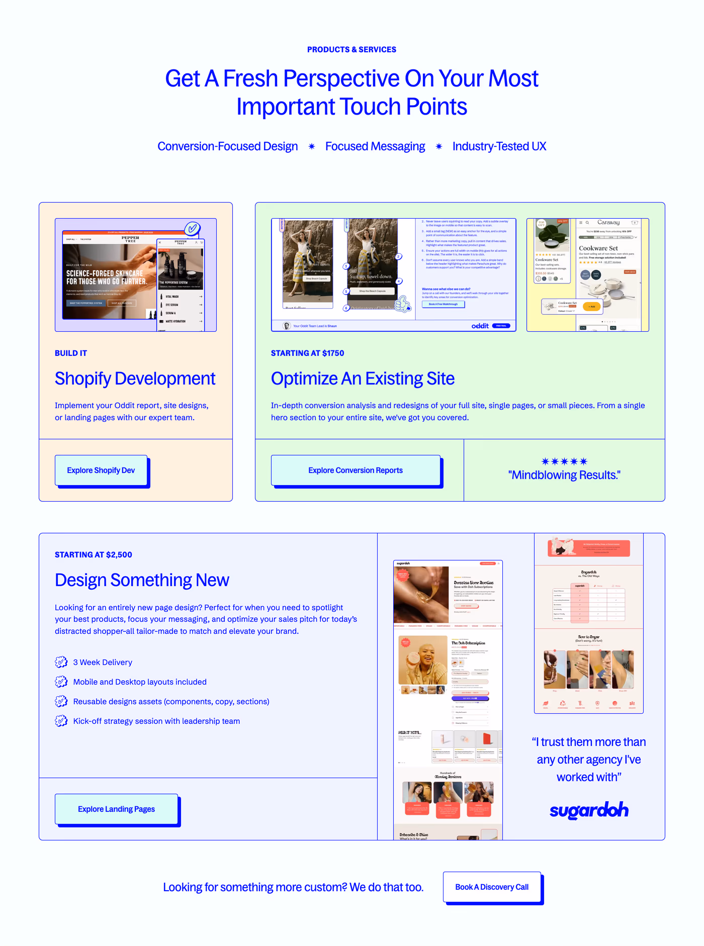 Oddit — screenshot of the testimonials section
