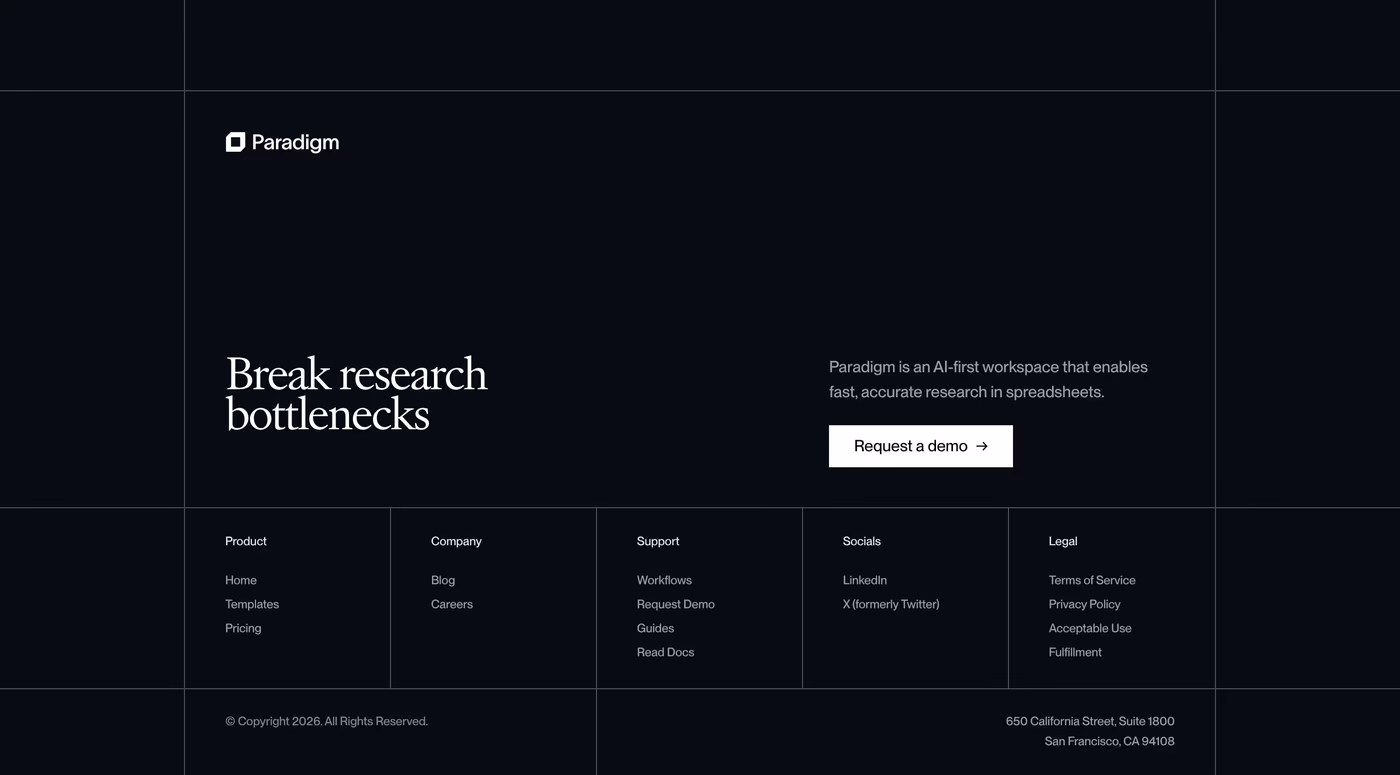 Paradigm Footer section