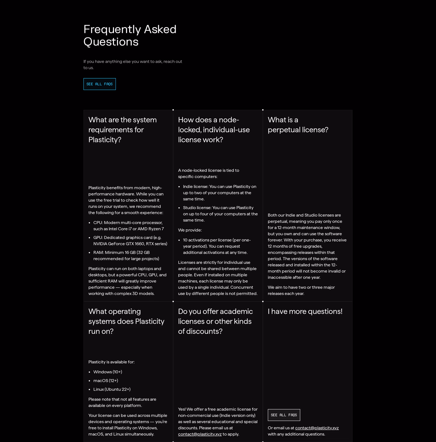 Plasticity FAQ section