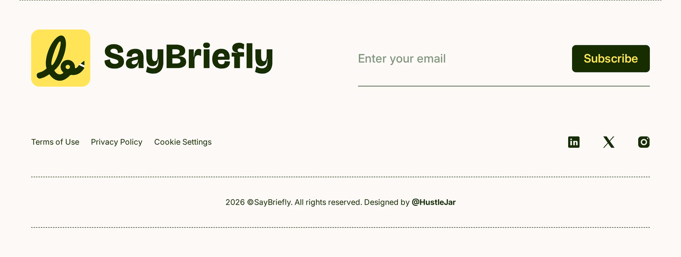 SayBriefly Footer section