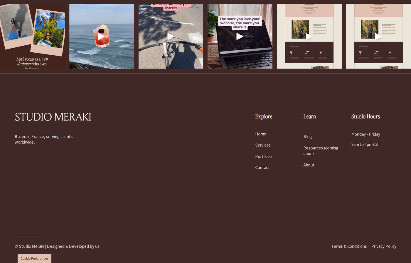 Studio Meraki Footer section