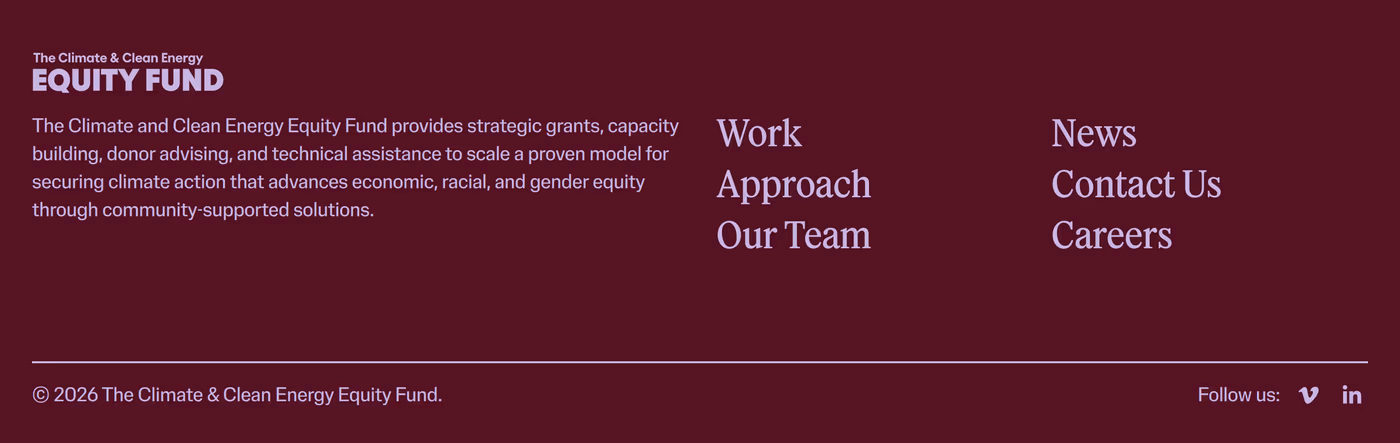The Equity Fund — screenshot of the footer section