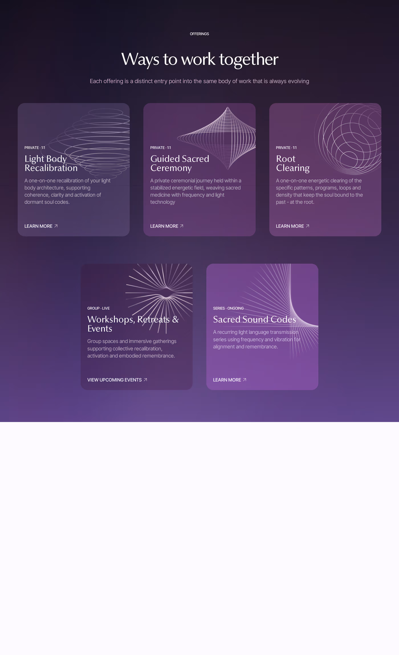 The Frequency Architect — screenshot of the services section