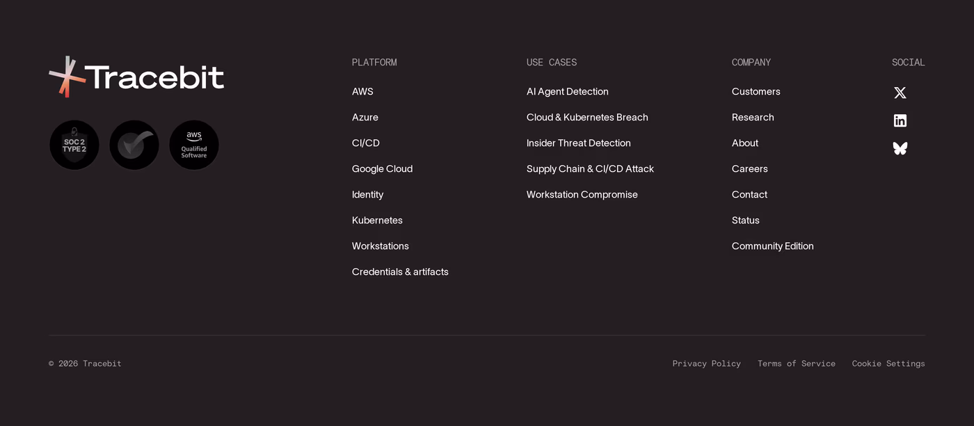 Tracebit Footer section