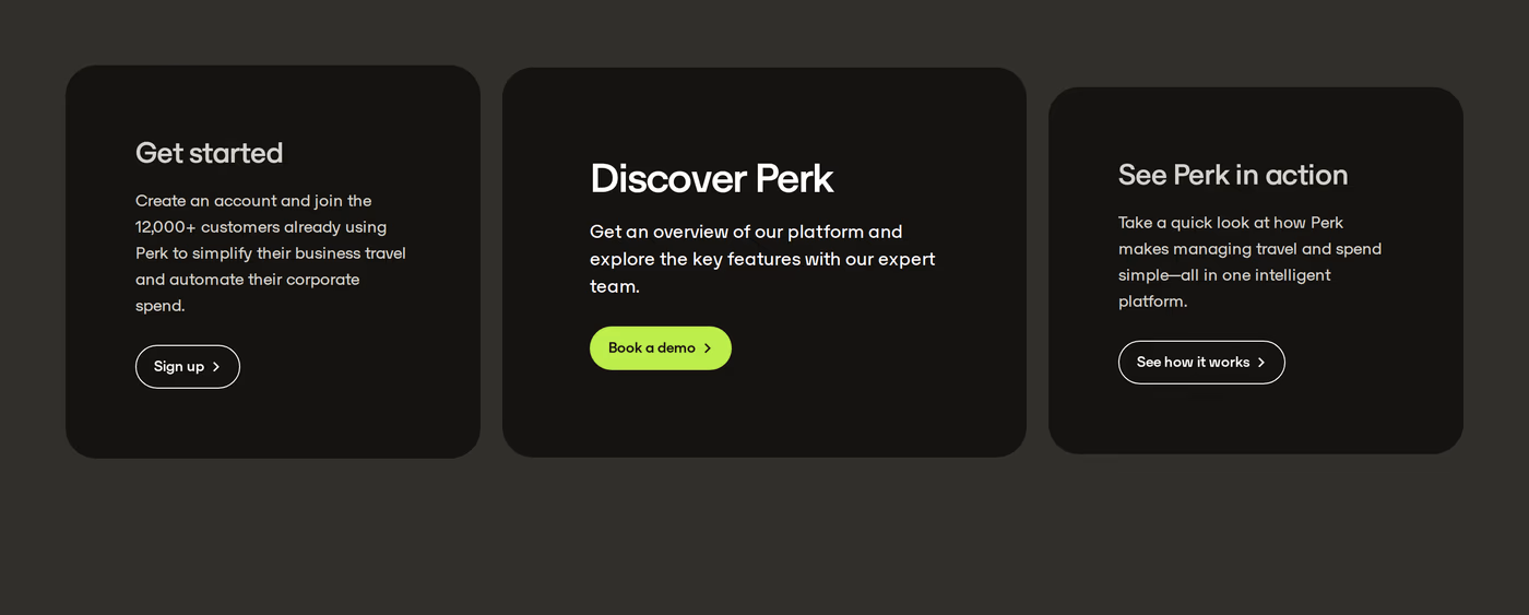 TravelPerk Features section