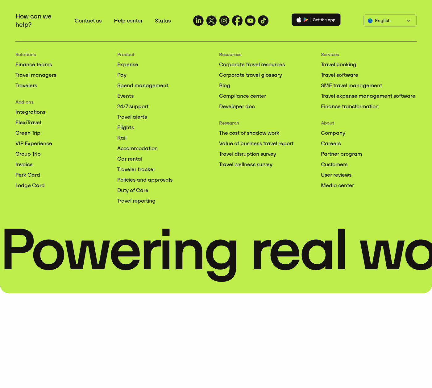 TravelPerk Footer section