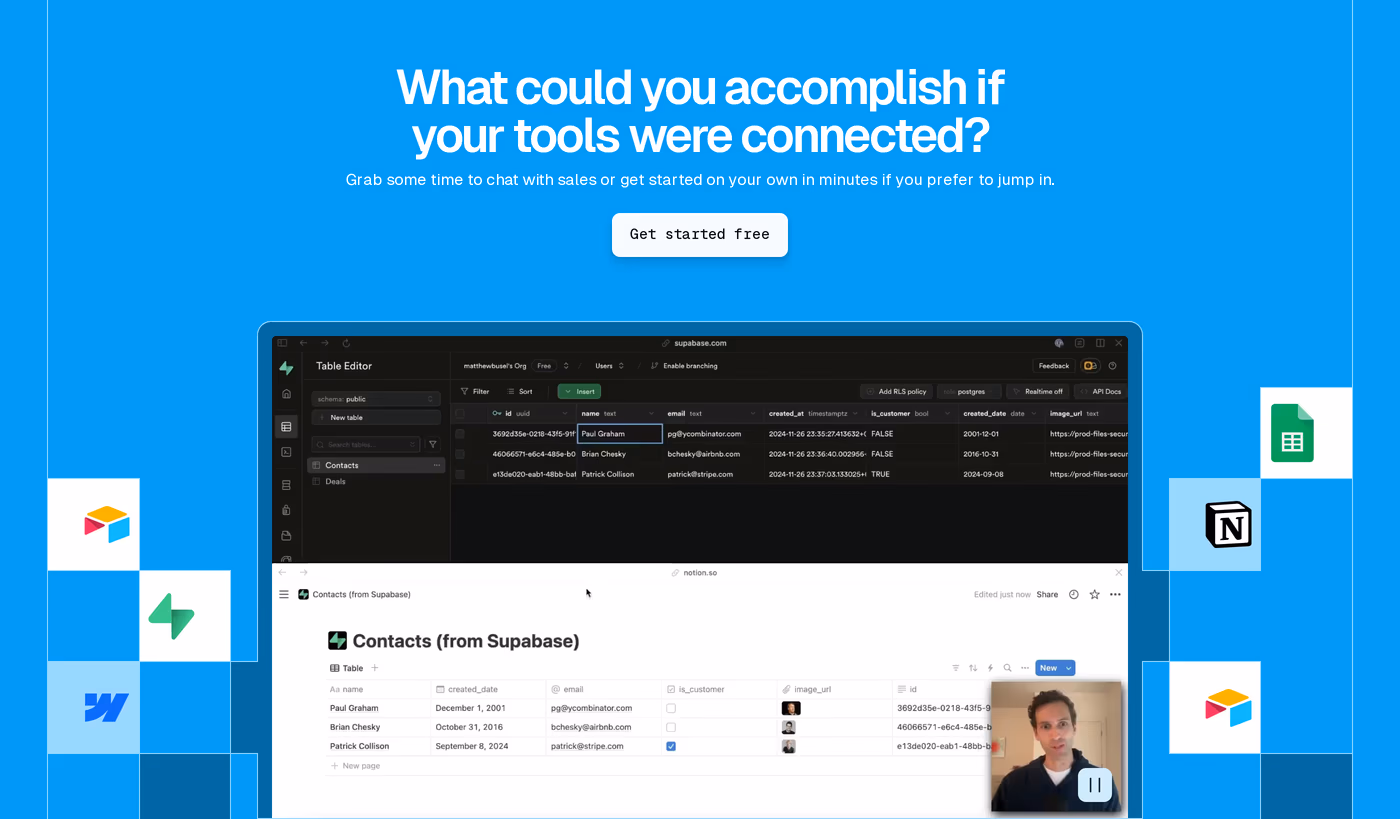 Whalesync — screenshot of the call to action section