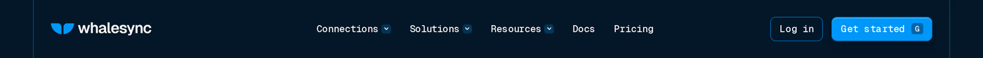 Whalesync — screenshot of the navigation section
