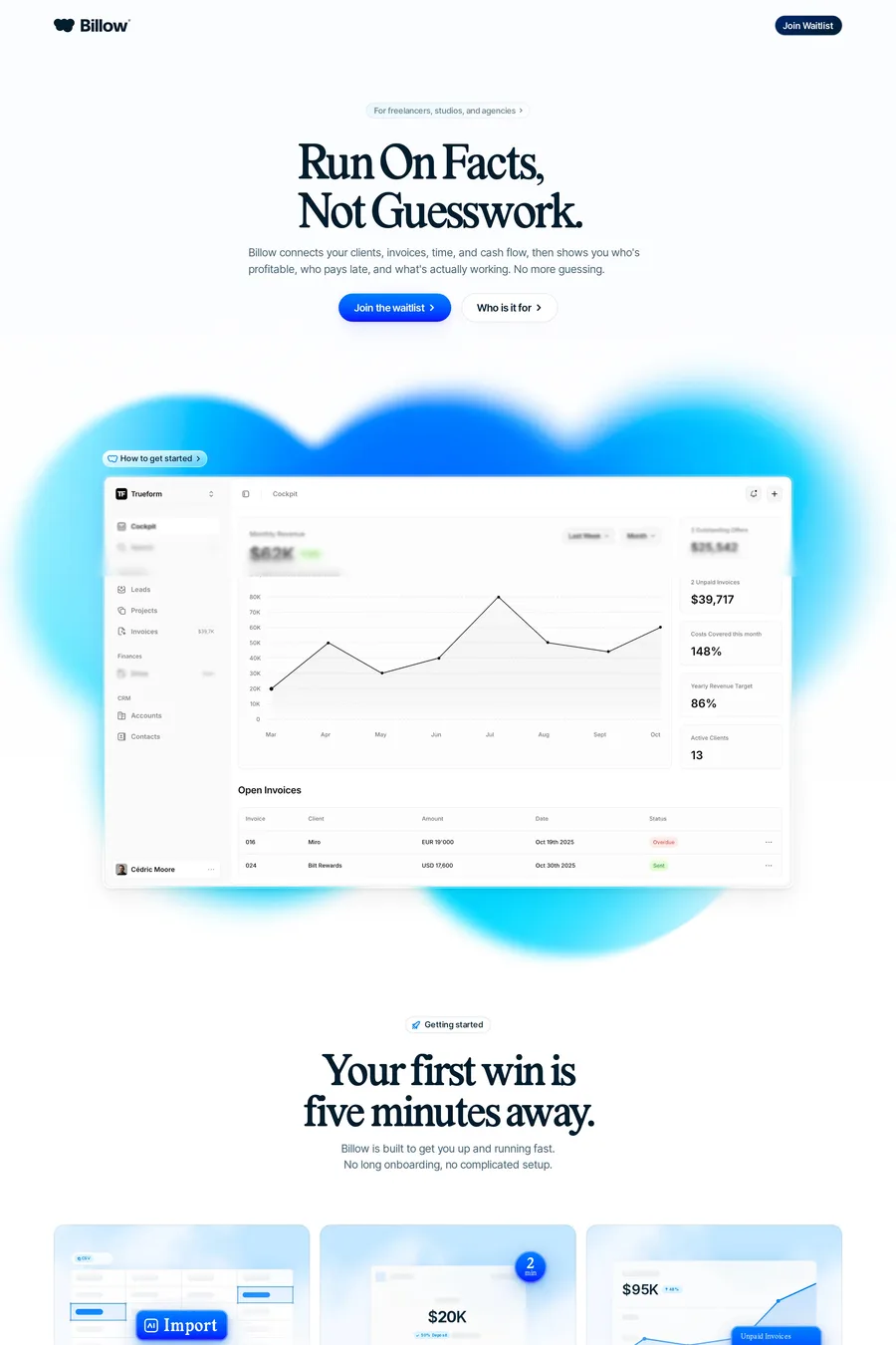 Billow — landing website screenshot