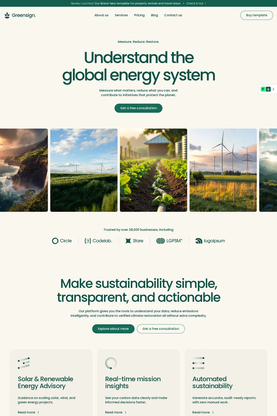 Greensign website template screenshot