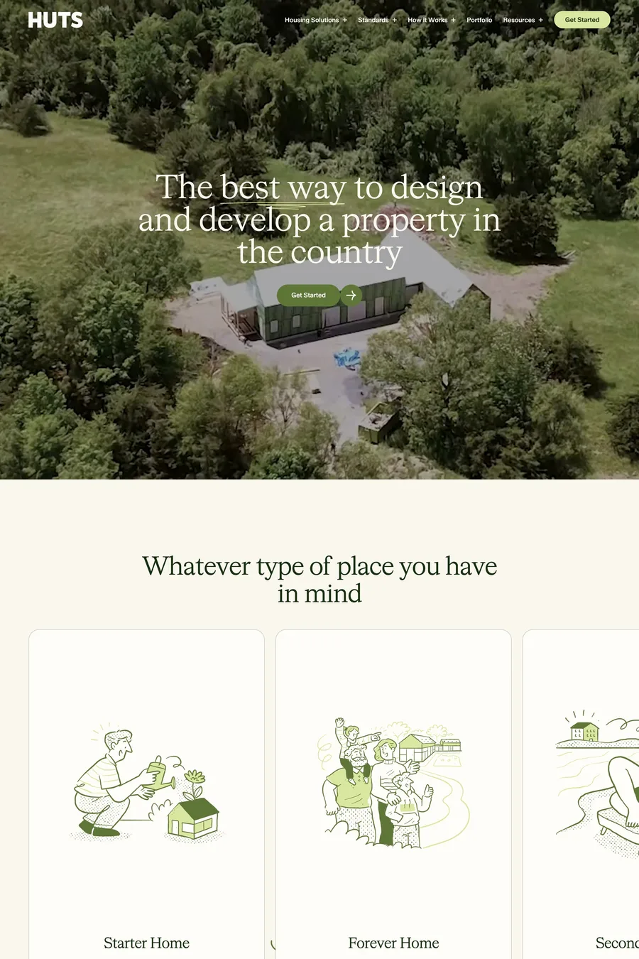 Huts — agency website screenshot