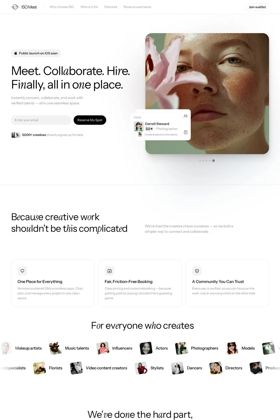 ISO Meet — waitlist website screenshot