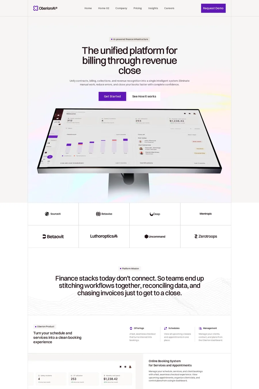 Oberion website template screenshot