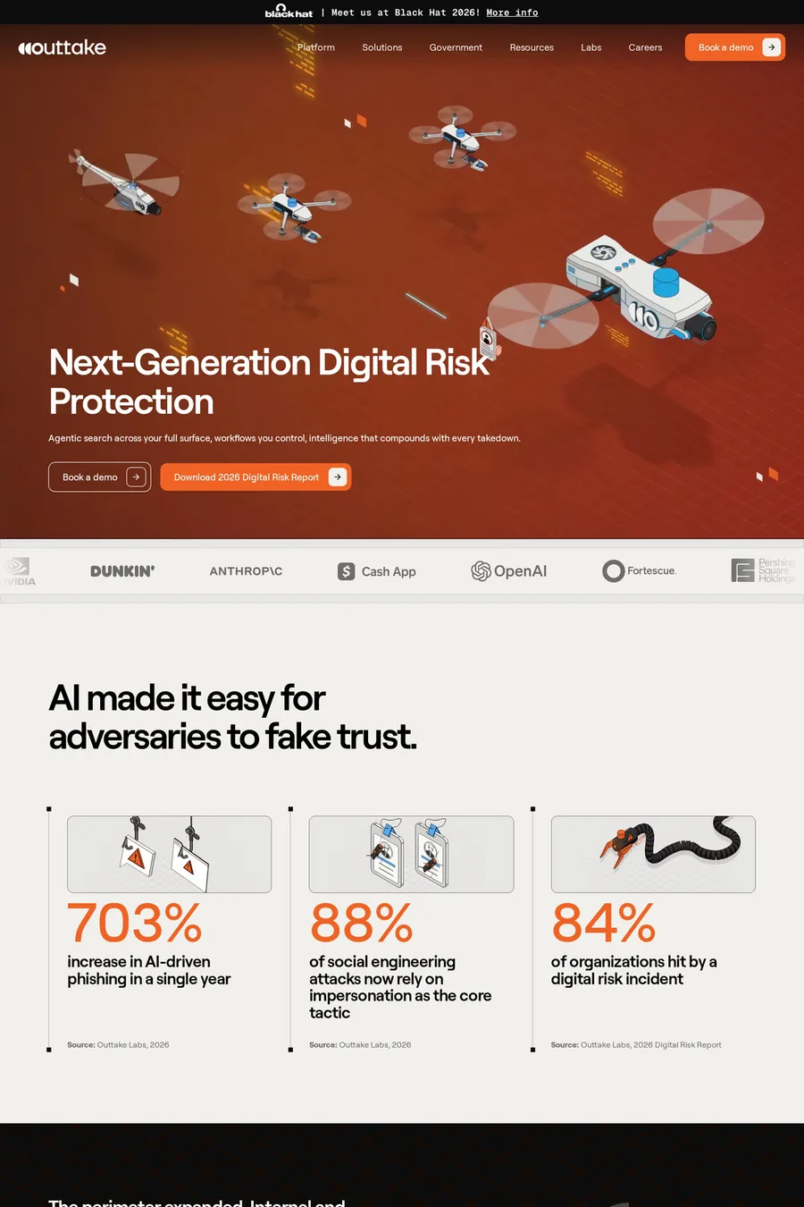 Outtake — landing website screenshot