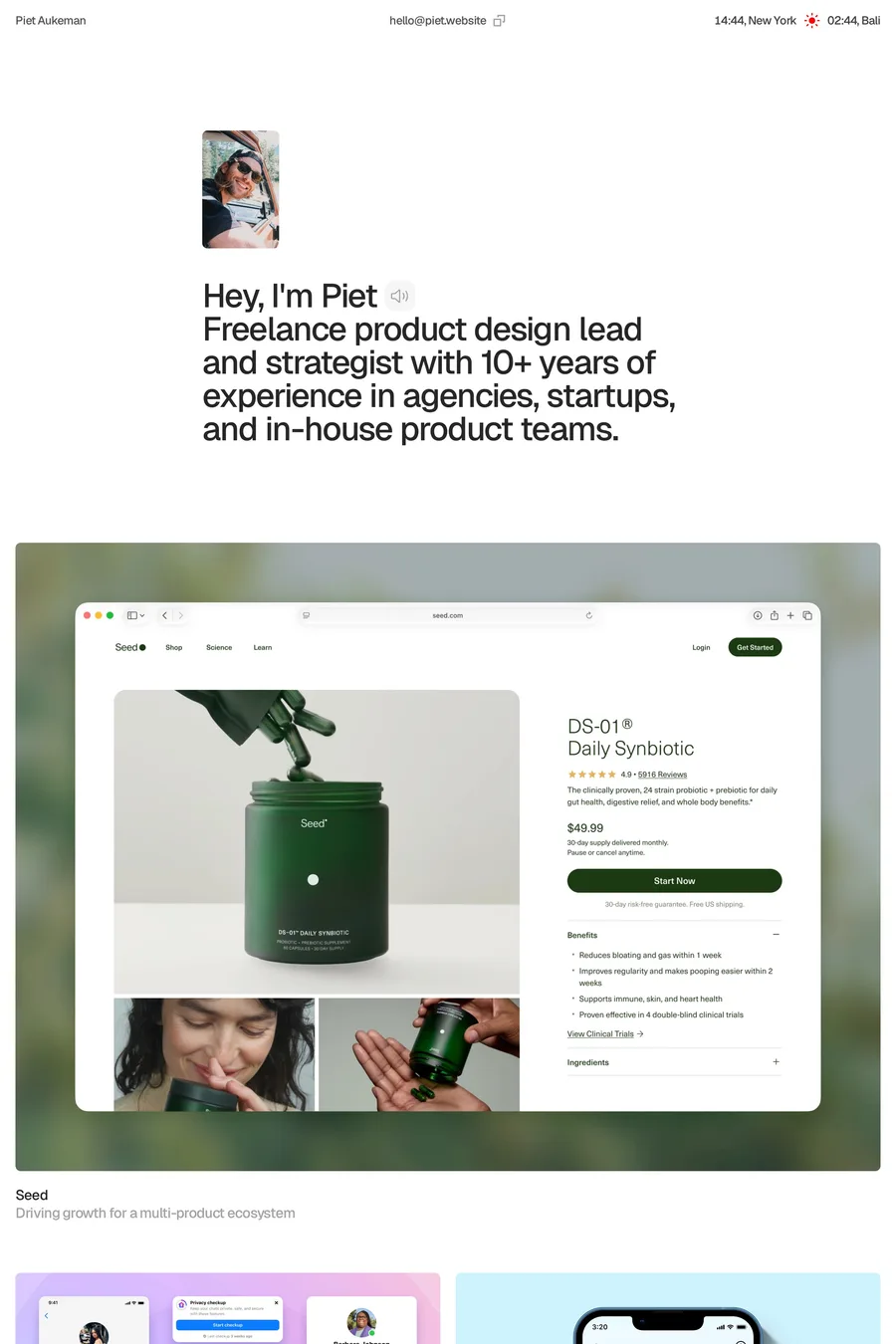 Piet Aukeman — portfolio website screenshot