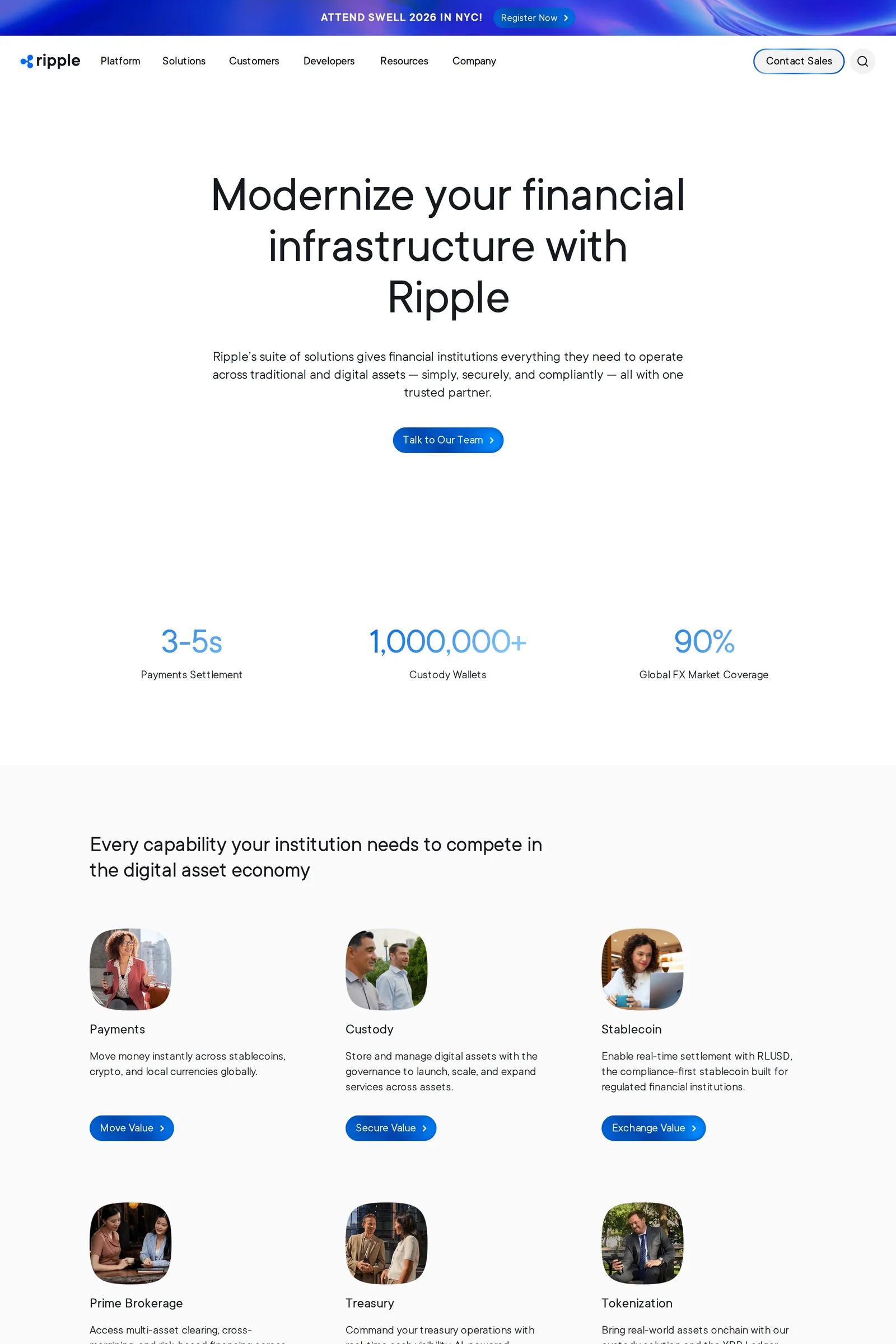 Rail — screenshot of an isometric finance landing page in black and orange