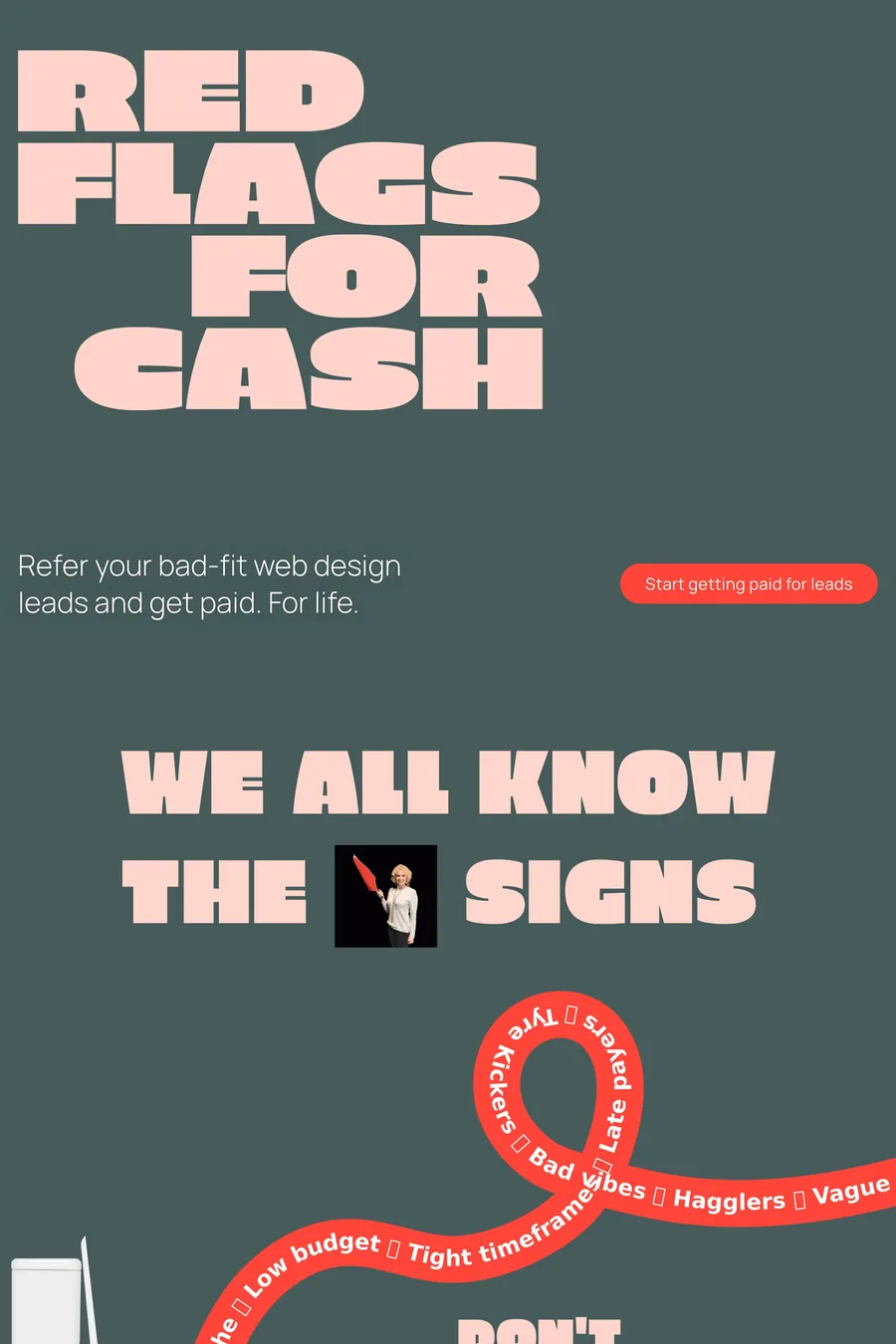 Red Flags For Cash — landing website screenshot