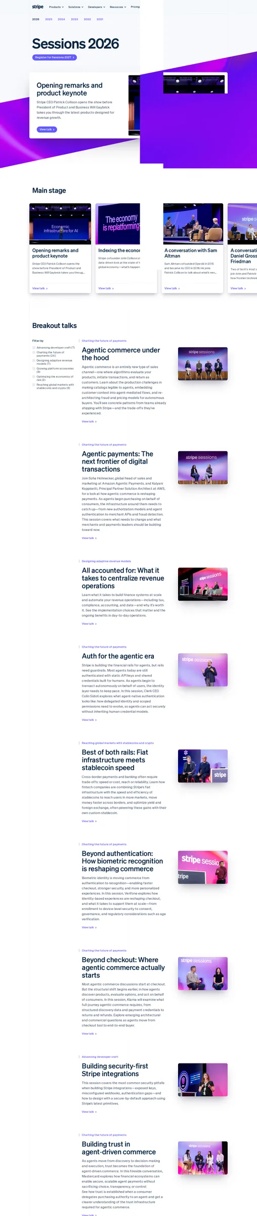 Stripe Sessions desktop screenshot