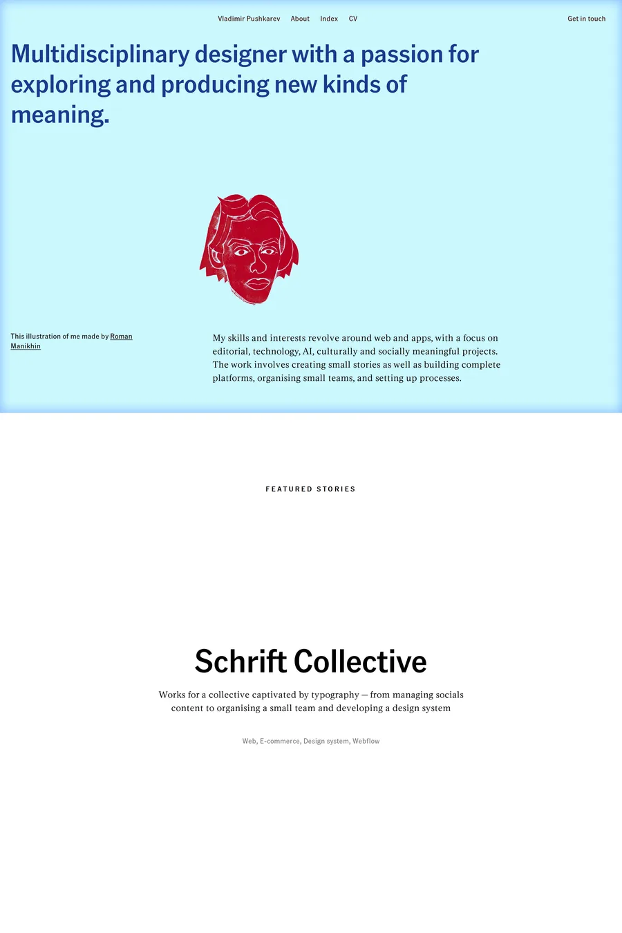 Vladimir Pushkarev — portfolio website screenshot