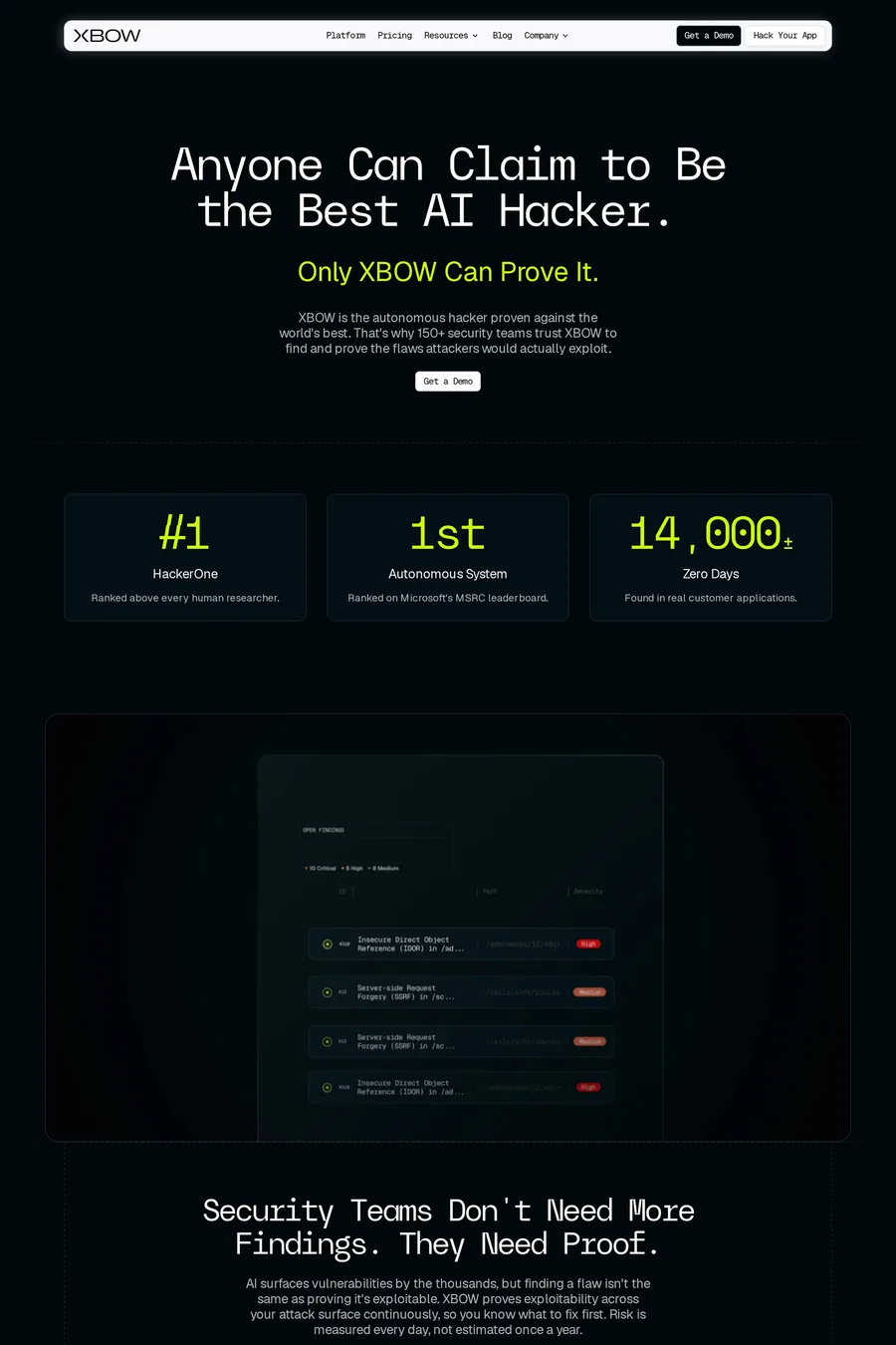 XBOW — landing website screenshot